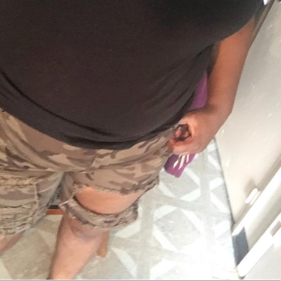 Khaki Distressed Shorts - Picture 2 of 2